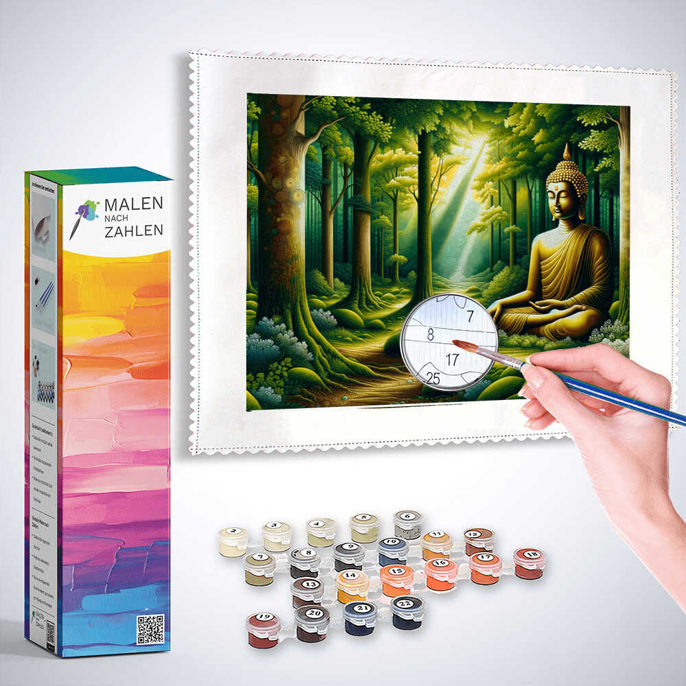 Malen nach Zahlen - Buddha im Wald