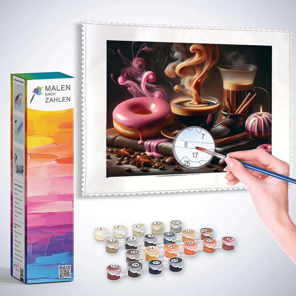 Malen nach Zahlen - Kaffe und Donut