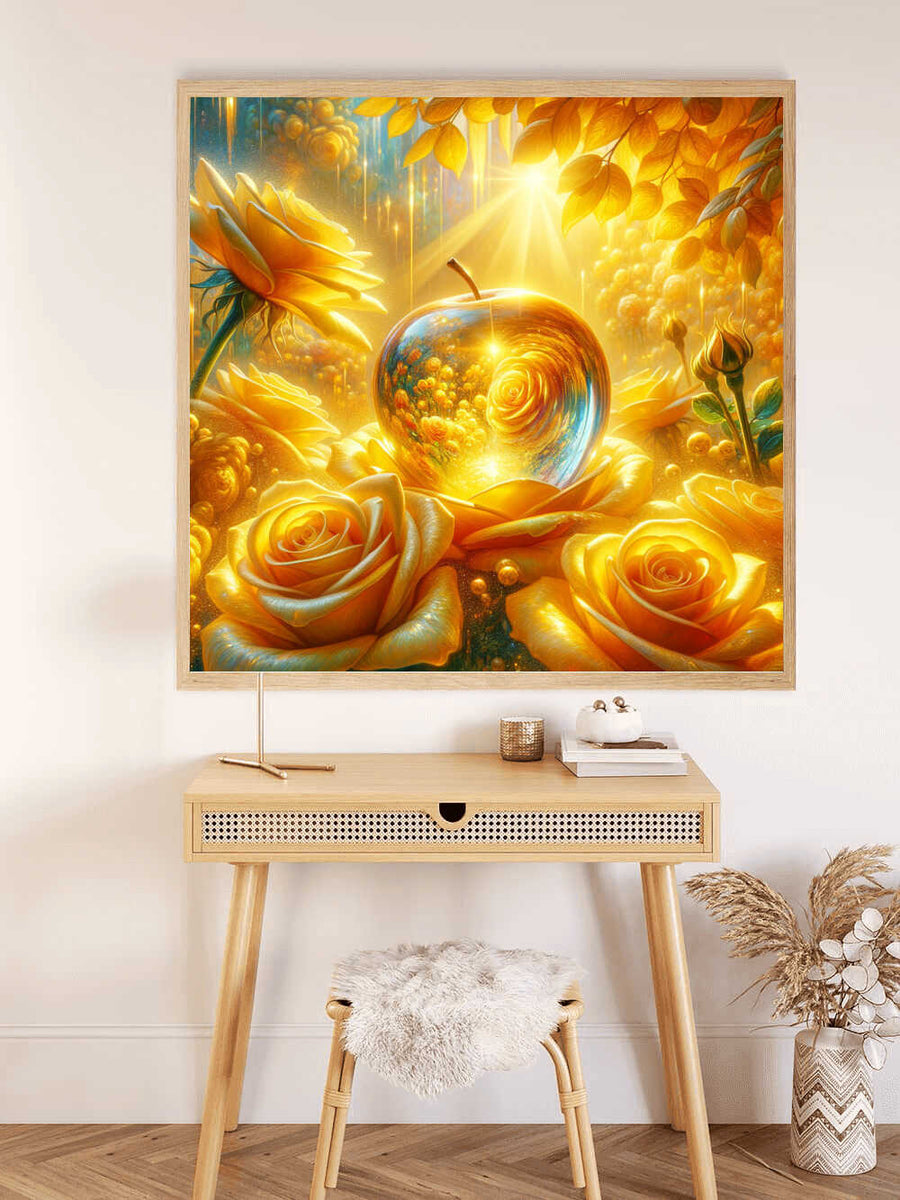 Malen nach Zahlen - Glas Apfel gelbe Rosen