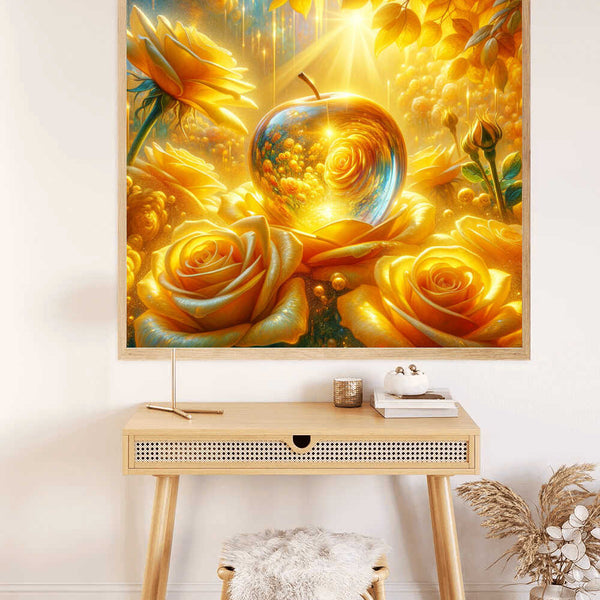 Malen nach Zahlen - Glas Apfel gelbe Rosen