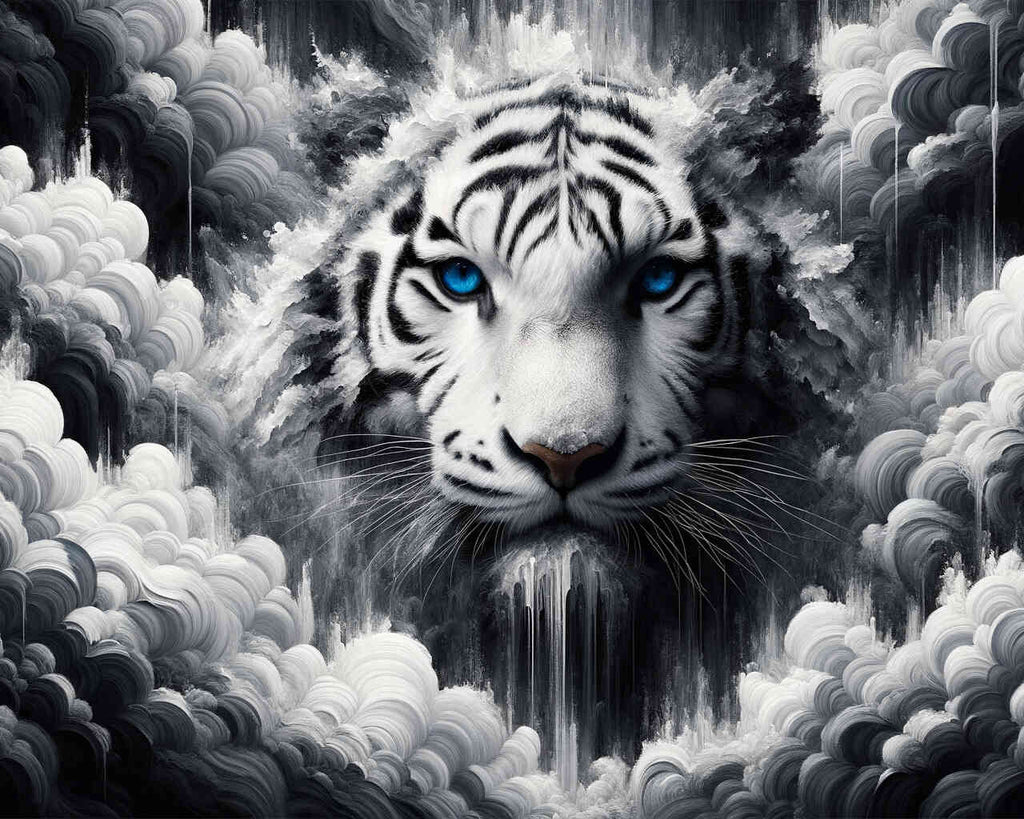 Weißer Tiger, Blaue Augen – Malen nach Zahlen