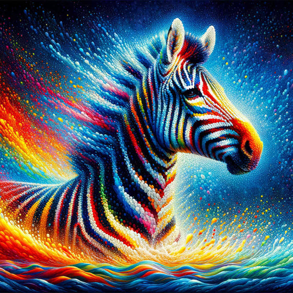 Malen nach Zahlen - Buntes Wasserzebra