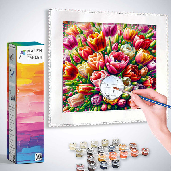 Malen nach Zahlen - Fantastischer Tulpenstrauß