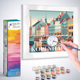 Malen nach Zahlen - Küstenzauber von Kopenhagen, DIY Painting Kit, Relaxing Craft Activity, Coastal Scene, Colorful Houses, Painting Accessories Included