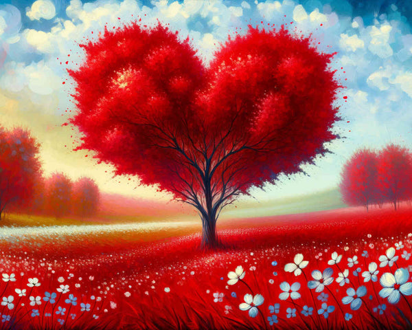 Malen nach Zahlen - Roter Herzbaum