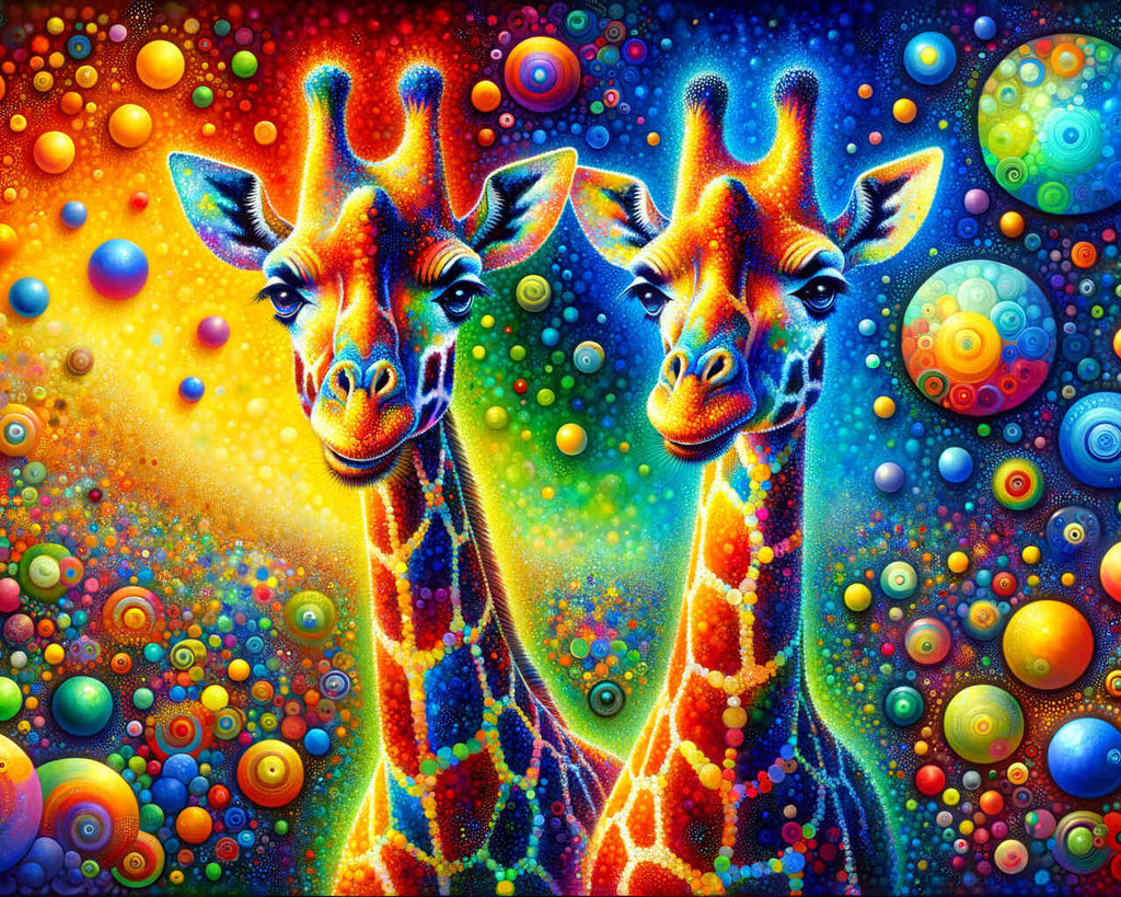 Zwei bunte Giraffen – Malen nach Zahlen