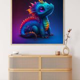 Malen nach Zahlen - Neugieriger Drache Bild über einem modernen Schrank, farbenfrohes Drachenkunstwerk für entspannende Malaktivitäten