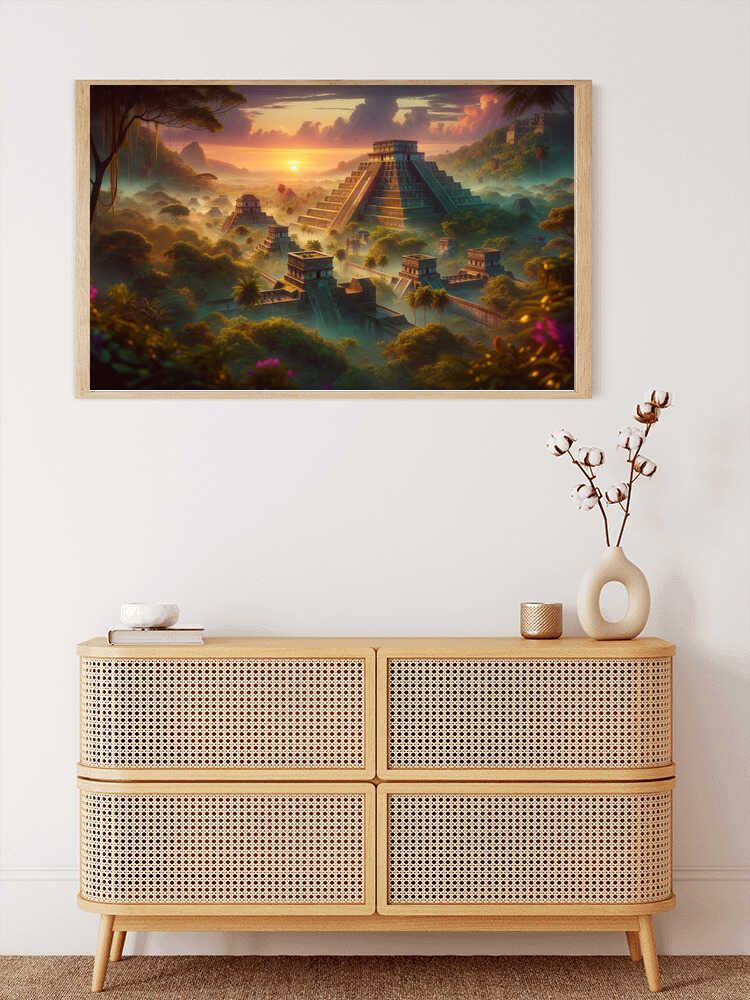 Malen nach Zahlen Kit Maya Stadt im Dschungel - Eindrucksvolles Kunstwerk mit Maya-Tempel und Dschungellandschaft bei Sonnenuntergang