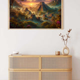 Malen nach Zahlen Kit Maya Stadt im Dschungel - Eindrucksvolles Kunstwerk mit Maya-Tempel und Dschungellandschaft bei Sonnenuntergang