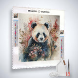 Diamond Painting Kit mit flauschigem Pandabär-Motiv, Komplettset mit Leinwand, Acryl Diamonds, Pinzette und Profi Setzstift.