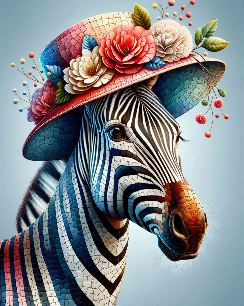 Zebra mit Hut – Malen nach Zahlen