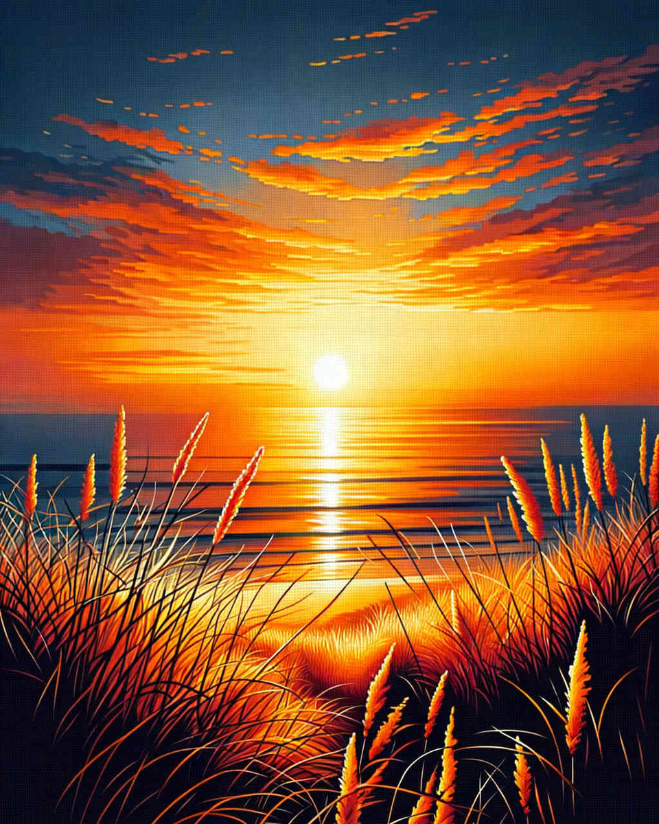 Malen nach Zahlen - Sonnenuntergang, Dünen