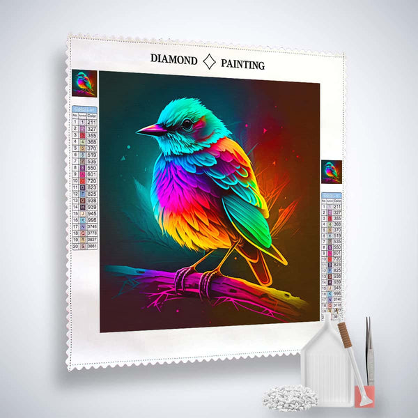 Bunte Zaubervogel Diamond Painting Kit mit Leinwand, Acryl Diamonds, Pinzette und Setzstift