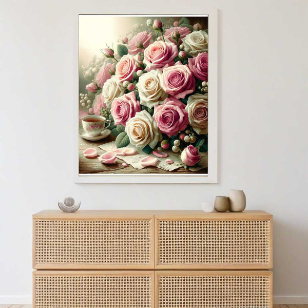 Malen nach Zahlen - Rosenstrauß in Rosa