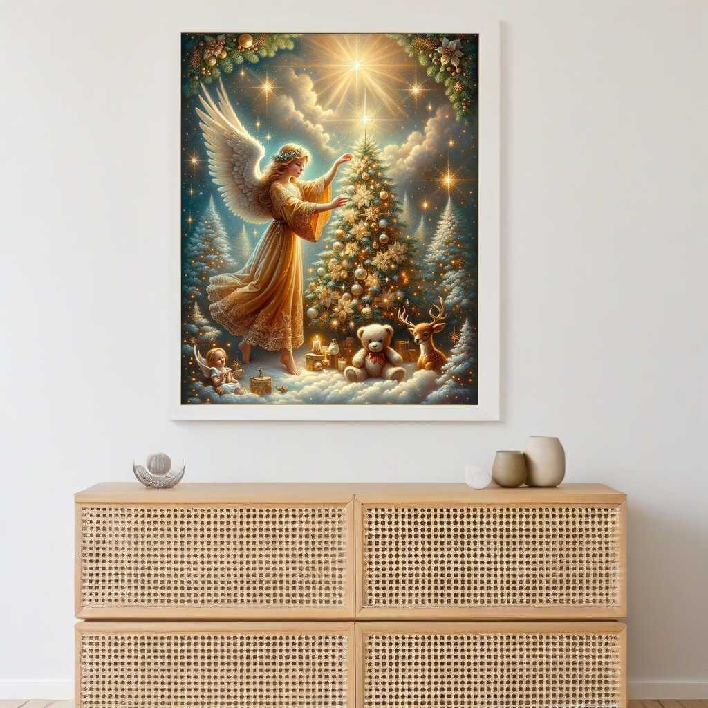Malen nach Zahlen - Engel schmückt Weihnachtsbaum