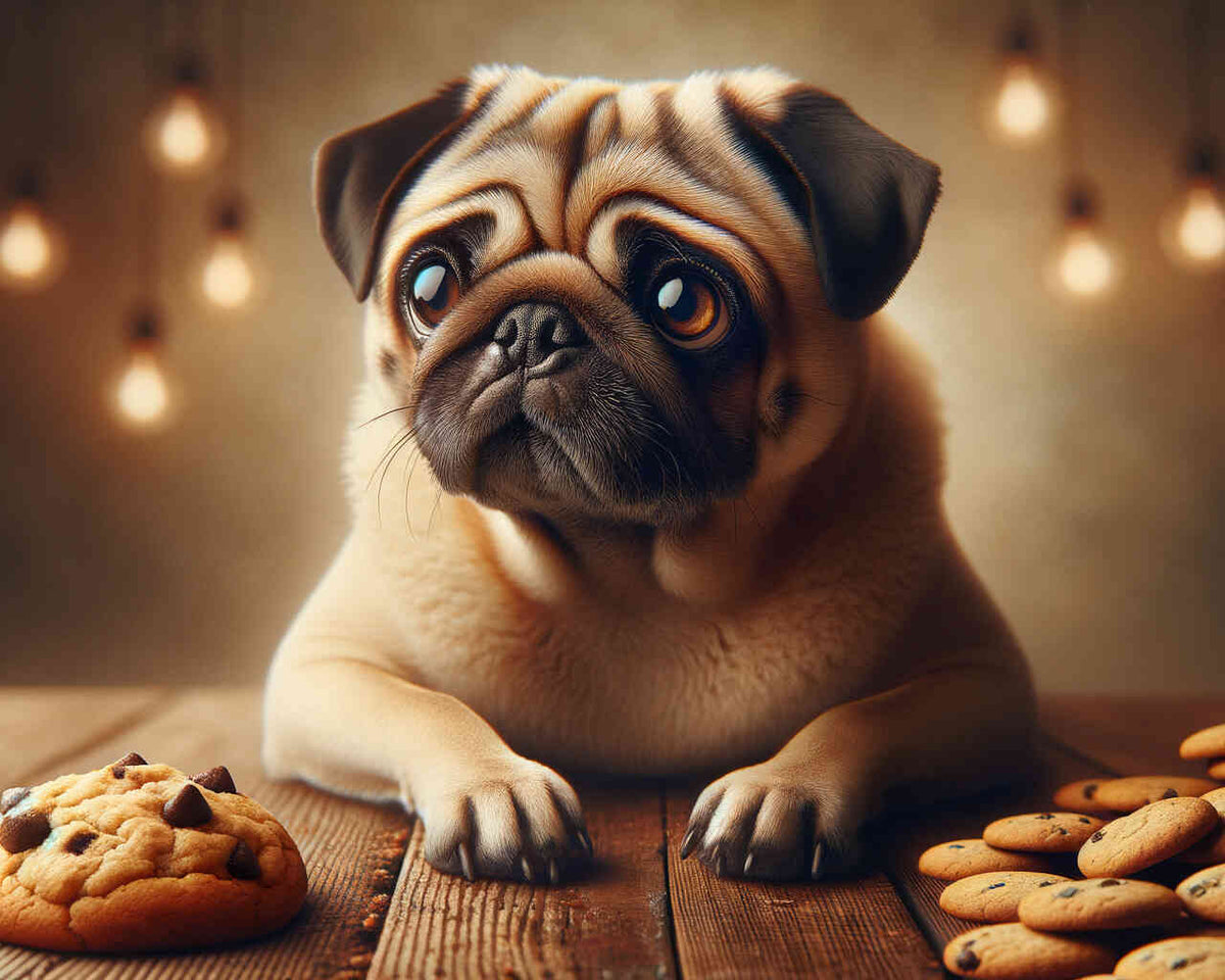 Hund, Mops mit Keks - Malen nach Zahlen