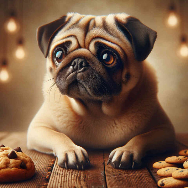 Hund, Mops mit Keks - Malen nach Zahlen