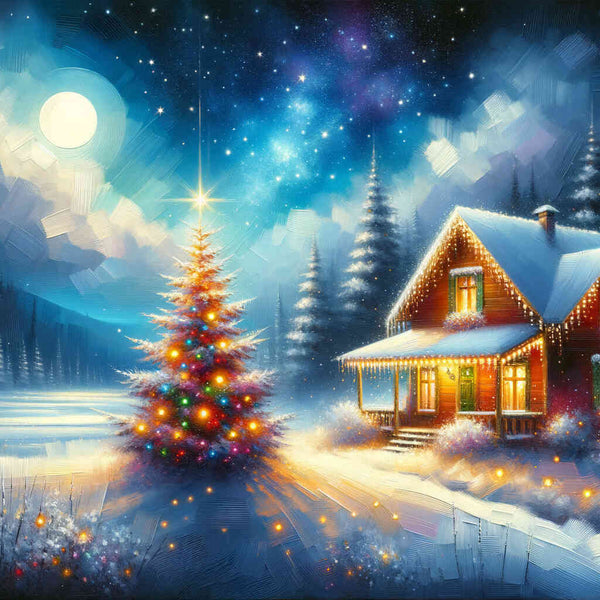 Malen nach Zahlen - Verschneites Weihnachtshaus