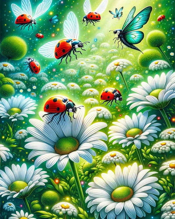 Malen nach Zahlen - Marienkäfer, Margerithen