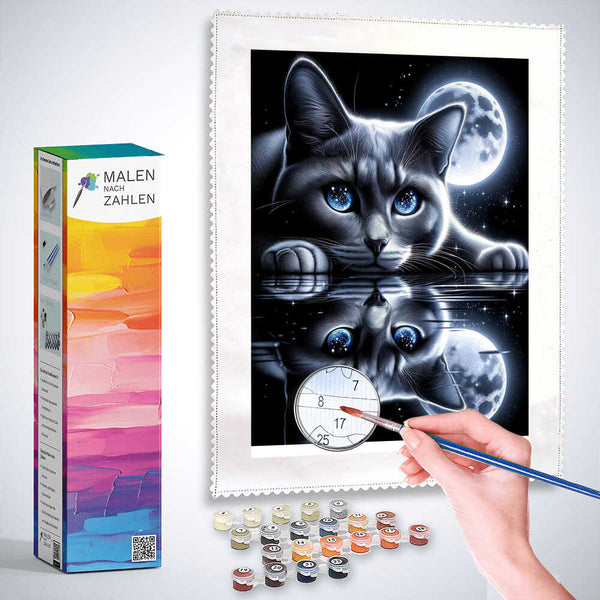 Malen nach Zahlen - Katze Spiegelbild