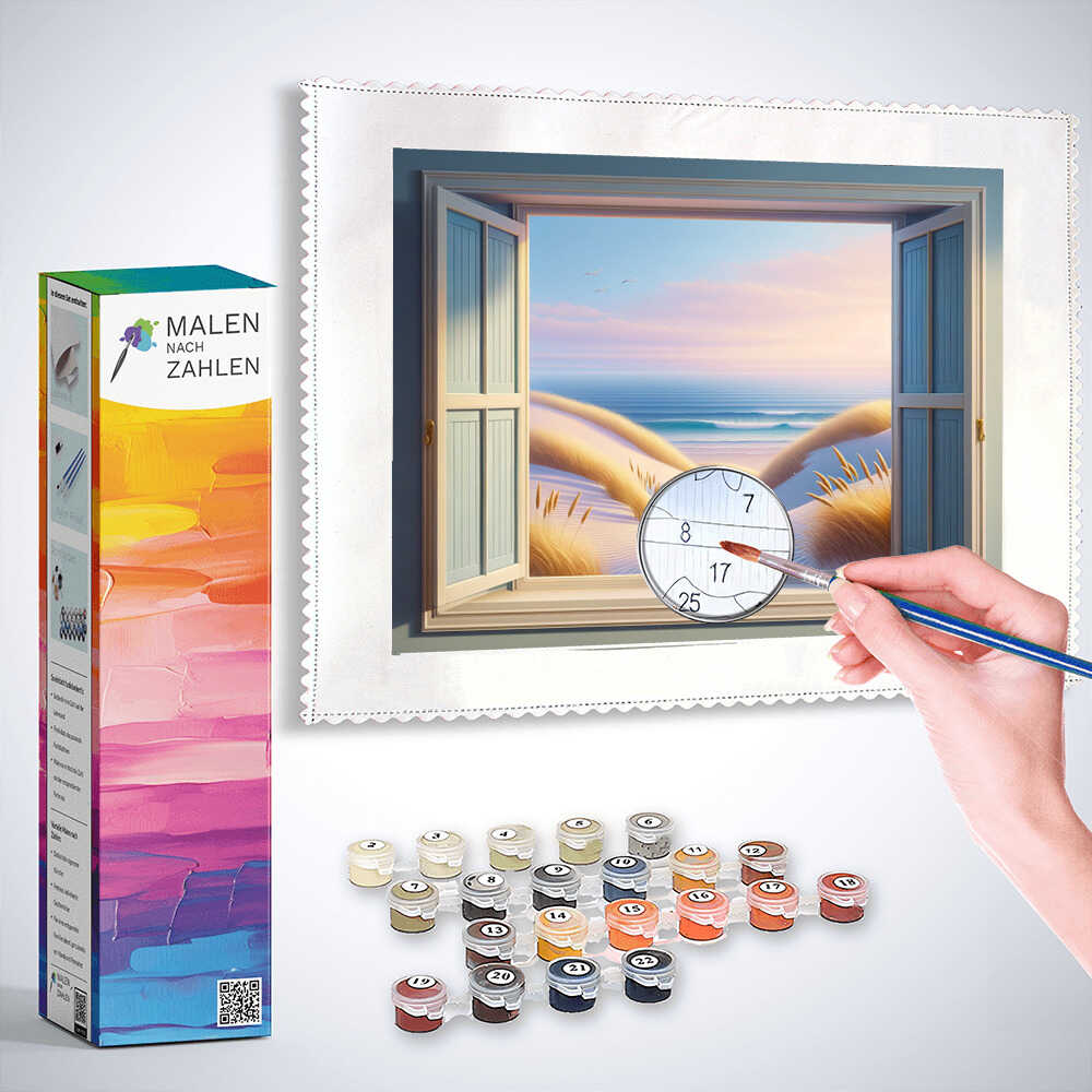 Malen nach Zahlen - Blick aus Fenster, Düne