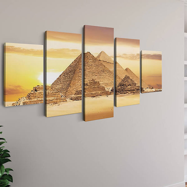Malen nach Zahlen 5 teilig - Pyramiden in der Sonne, in Gelb - hochwertige Leinwand - multi5, neue_bilder