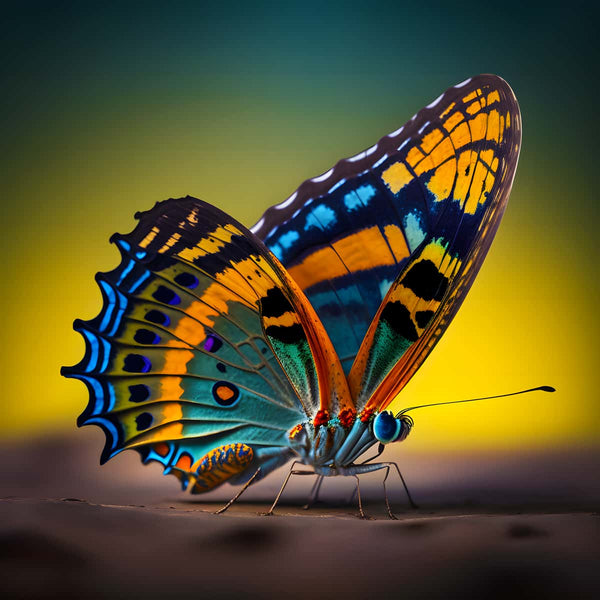 Schmetterling Diamond Painting Kit - Farbenprächtiger Schmetterling auf einem Ast, ideal für kreative Kunstprojekte.