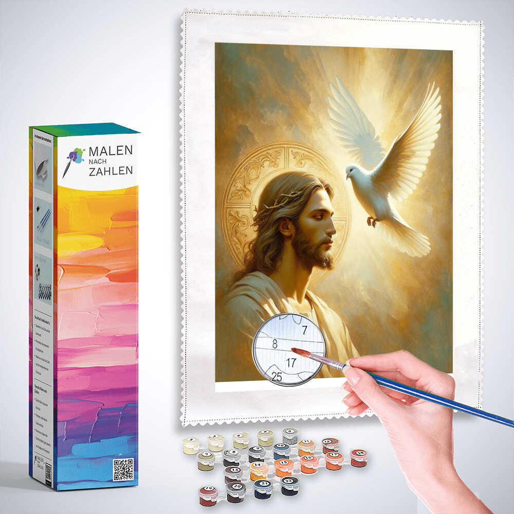 Malen nach Zahlen - Jesus mit Taube