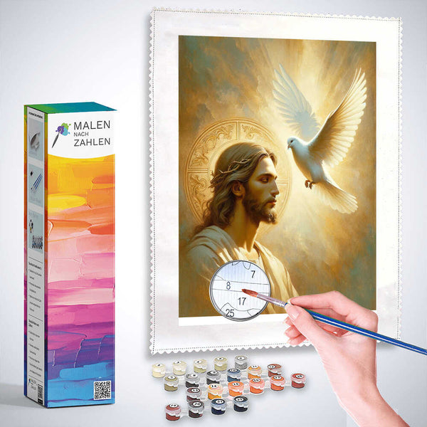 Malen nach Zahlen - Jesus mit Taube