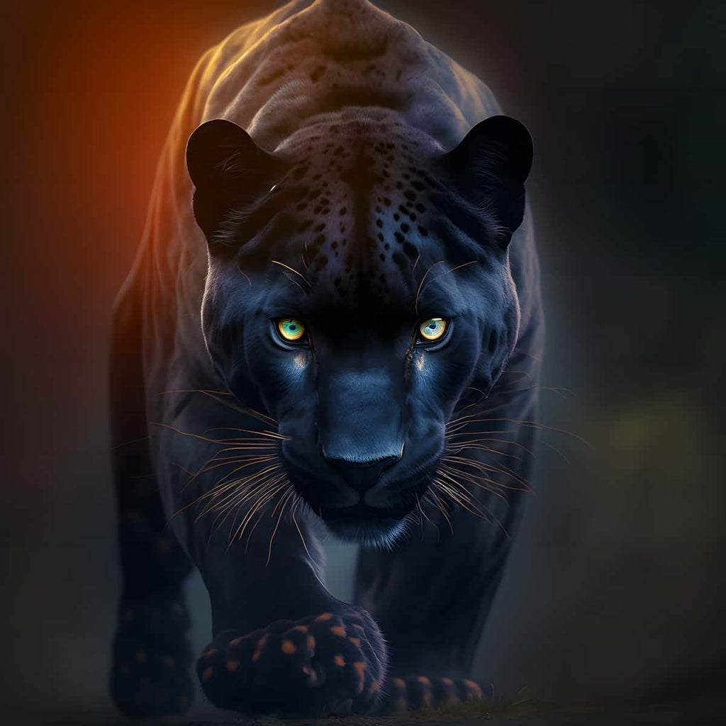 Diamond Painting Kit - Dangerous Panther with Glowing Eyes