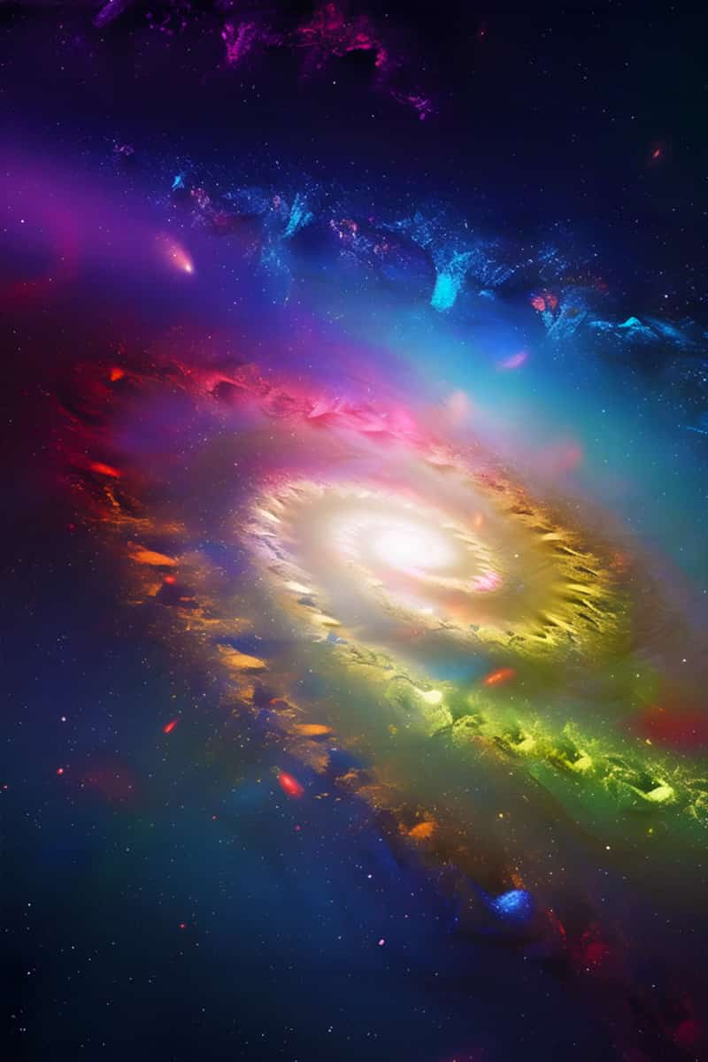 Diamond Painting Kit Weltall Kreisel with vibrant, colorful galaxy design on professional canvas with acrylic diamonds.