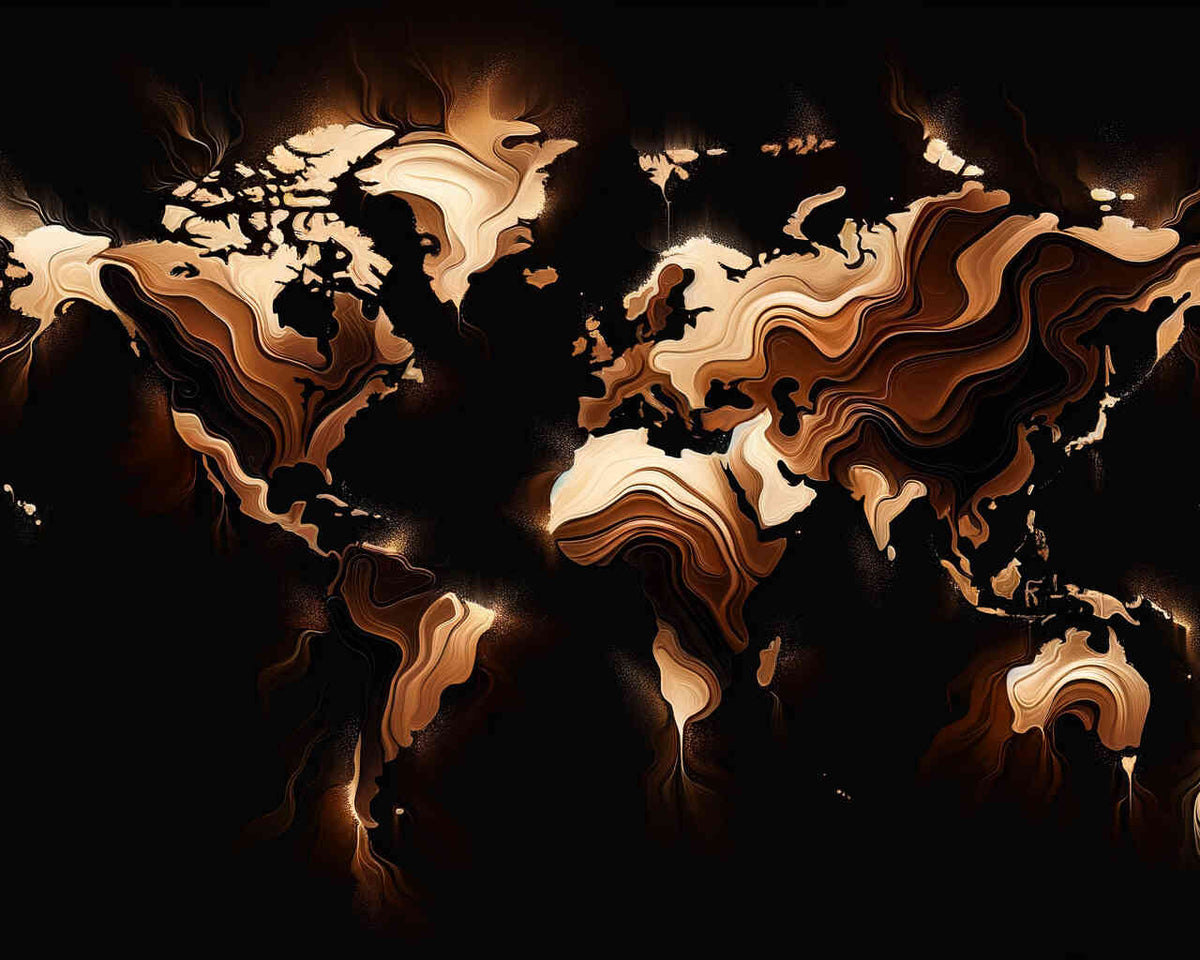 Malen nach Zahlen - Weltkarte in Braun auf Schwarz
