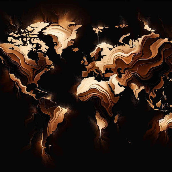 Malen nach Zahlen - Weltkarte in Braun auf Schwarz