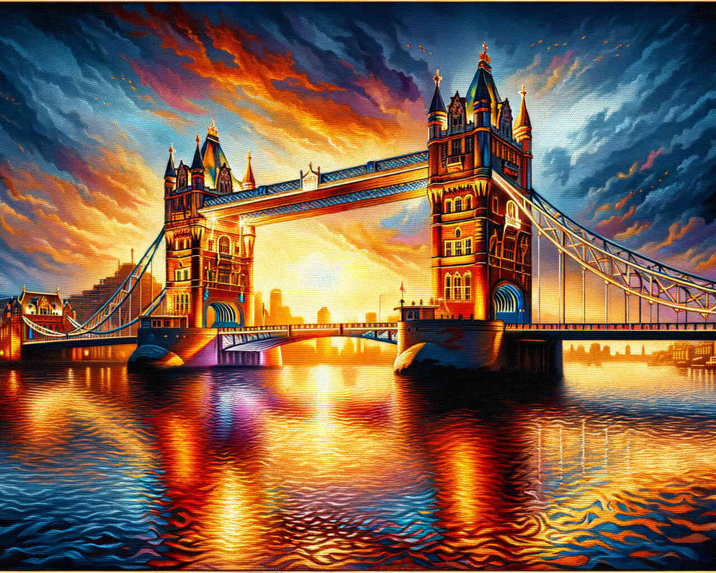 Malen nach Zahlen - Abendhimmel über der Londoner Tower Bridge