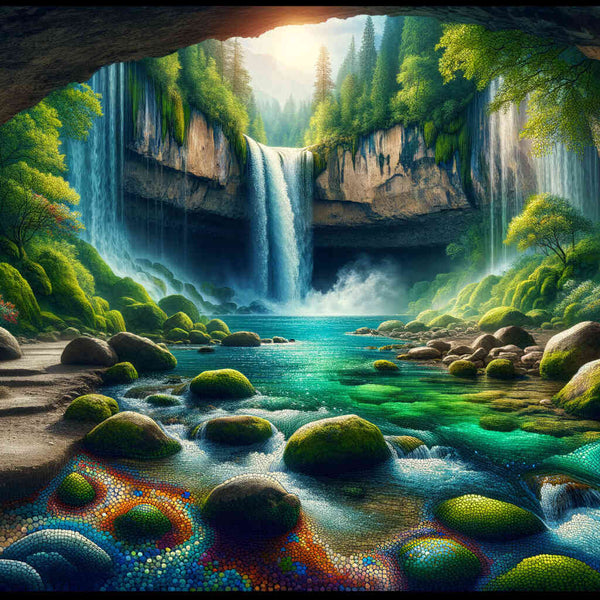 Malen nach Zahlen - Höle mit Wasserfall