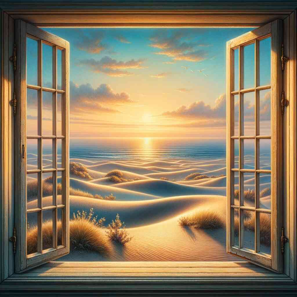 Malen nach Zahlen - Blick aus Fenster, Strand