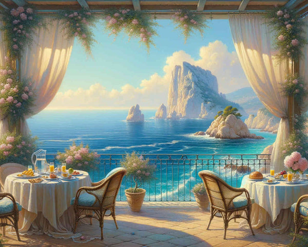 Malen nach Zahlen - Terassenausblick, Küste