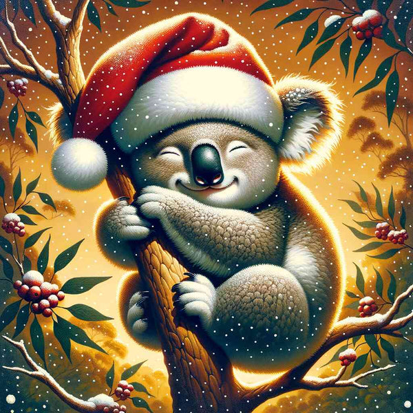 Malen nach Zahlen - Koala mit Weihnachtsmütze