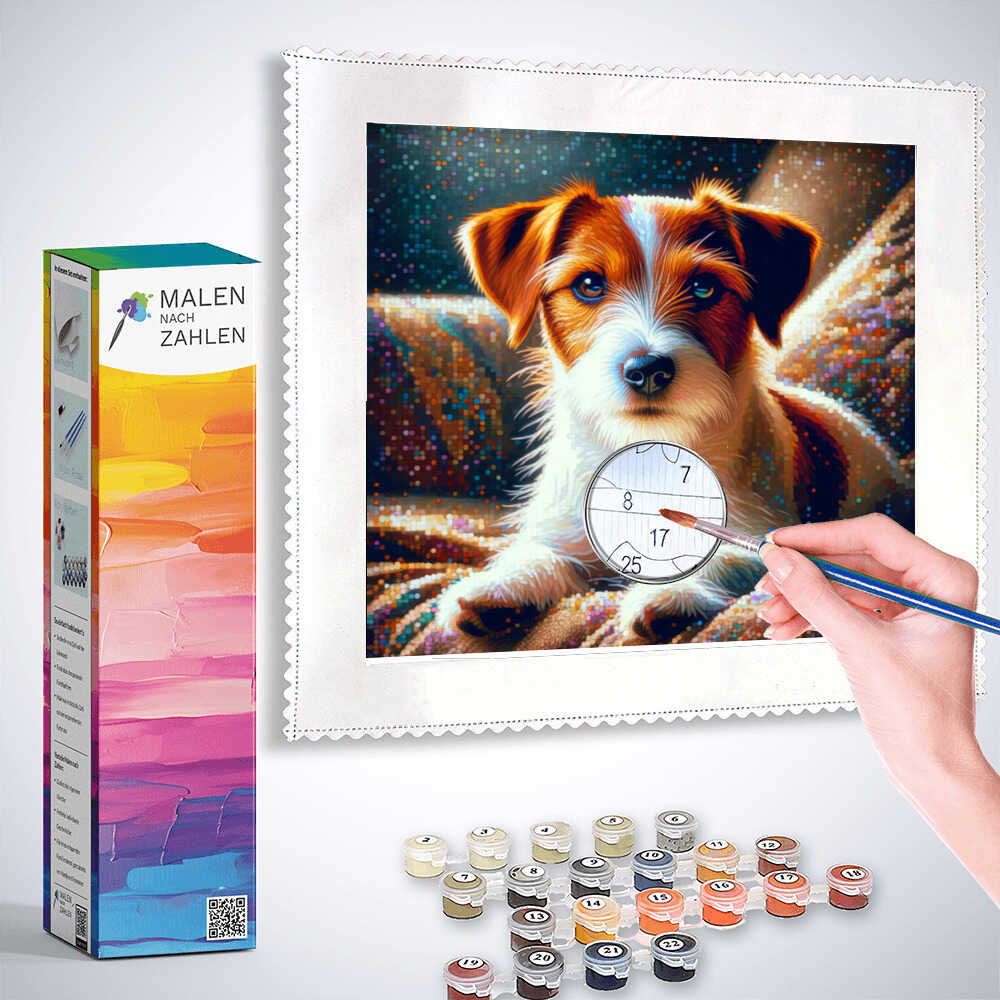 Malen nach Zahlen - Jack Russel in Braun und Weiß