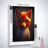 Diamond Painting Kit - Fuchsportrait mit Leinwand, Acryl Diamonds, Pinzette und Profi Setzstift