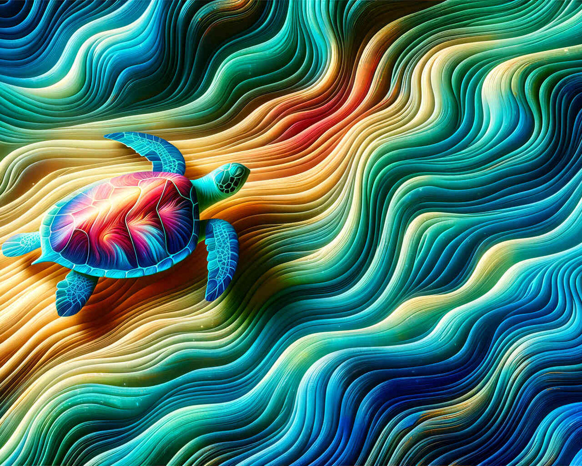 Malen nach Zahlen - Abstrakte Schildkröte, Holzoptik