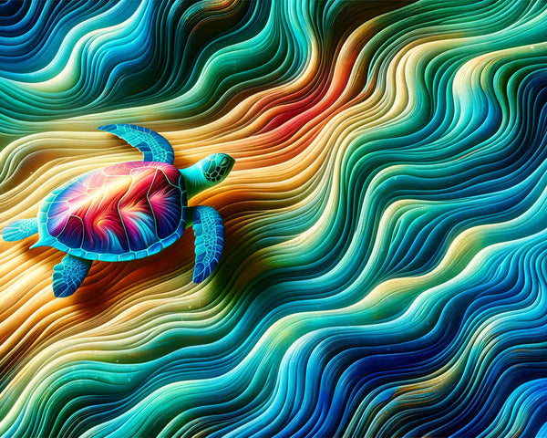 Malen nach Zahlen - Abstrakte Schildkröte, Holzoptik