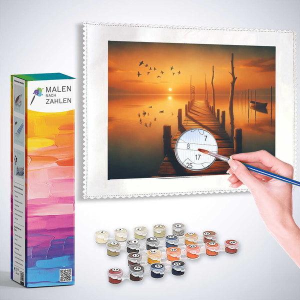 Malen nach Zahlen - Holzsteg Abendstimmung