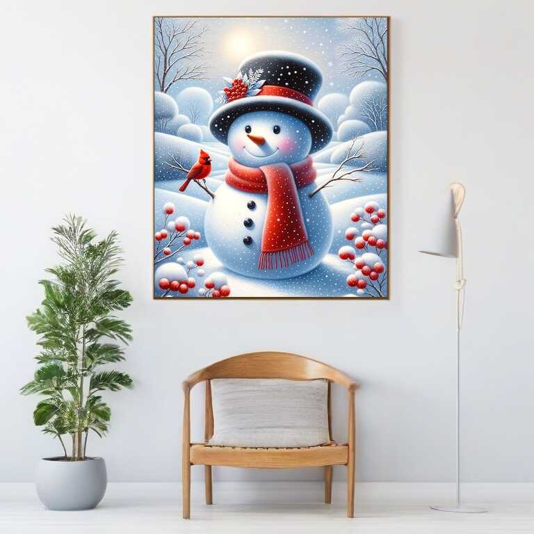 Malen nach Zahlen - Schneemann im Schneefall