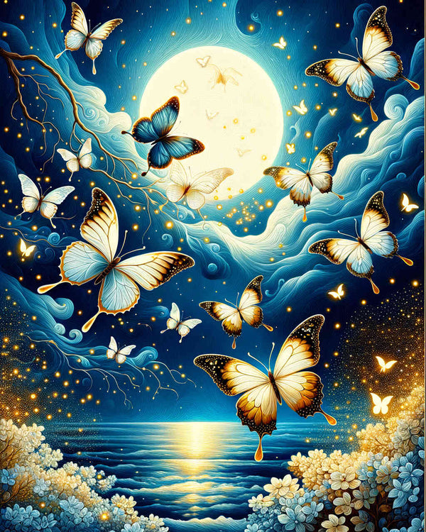 Malen nach Zahlen - Goldene Schmetterlinge