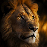 Diamond Painting - Löwe seitlicher Blick, funkelnde Kunst, detailreiches Löwenmotiv auf Profi-Leinwand mit veredelten Acryl-Diamonds.