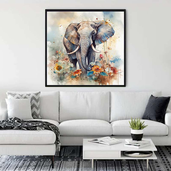 Malen nach Zahlen Majestätischer Elefant Wandkunst in modernem Wohnzimmer, entspannende Wirkung, dekorative Idee