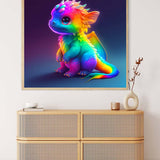 Malen nach Zahlen Leinwand - Drachen Ultraneon Kunstwerk über Schrank im Wohnzimmer