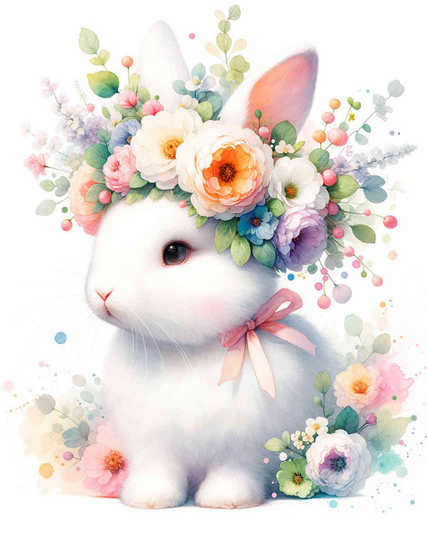 Malen nach Zahlen - Hase, Blumenkranz