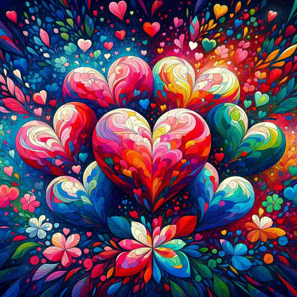 Malen nach Zahlen - Bunte Herzen